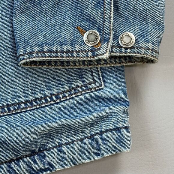 Vintage Wrangler hero Jacket Mens Medium Blue Denim Blanket Lined Utility Chore - Picture 5 of 16